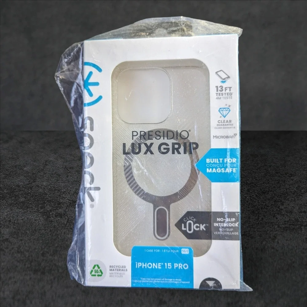 L8. Speck Presidio Lux Glitter Grip MagSafe W/ ClickLock Case Apple iPhone 15